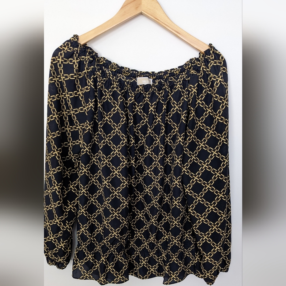 Michael Kors Medium Long Sleeve Navy Blue Chain Shirt